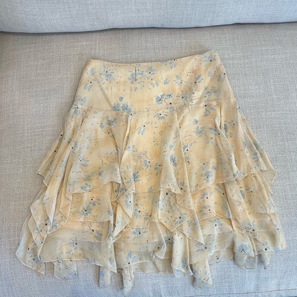 Banana Republic Yellow Tiered Mini Skirt Cocktail